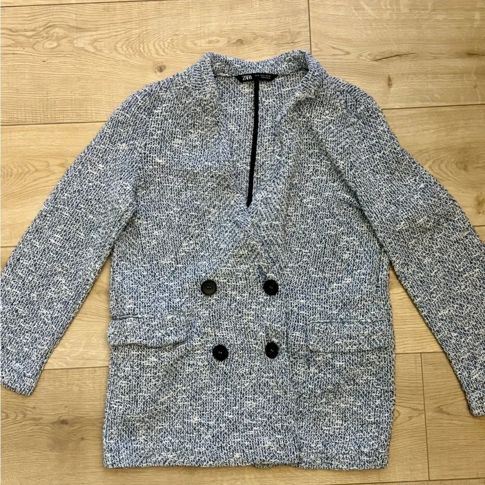 Zara Oversized Preppy Blazer Navy and White Blazer Classic Academia